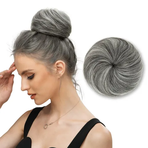 Vista 24 de SARLA Extensiones de moño de pelo falso para mujer, sintético, recogido, con cordón, moño de ballet, piezas de cabello color castaño medio Castaño