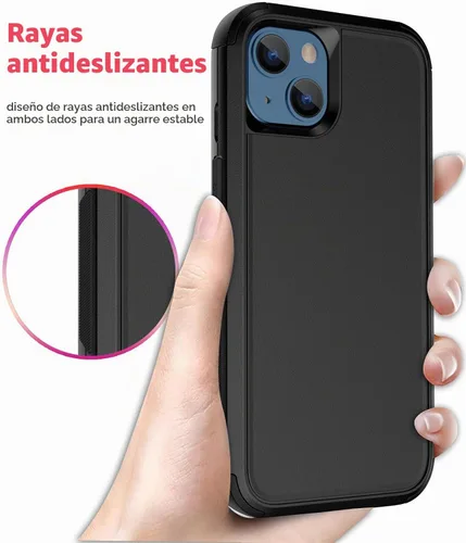 Vista 5 de Diverbox - Funda para iPhone 13 a prueba de golpes, caídas y polvo, funda de protección resistente para iPhone 13 de Apple, color negro