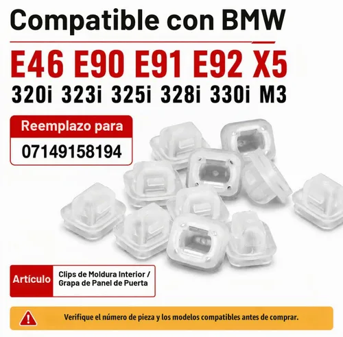 Vista 3 de Hoypeyfiy 20 clips de moldura interior para panel de puerta, repuesto para 07149158194, compatible con BMW E46 E90 E91 E92 X5 320i 323i 325i 328i