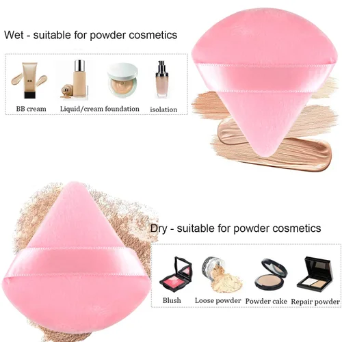 Vista 3 de 12DP12LP - 24 piezas de soplo de polvo, de algodón triangular, lavable para la cara, para polvo suelto, cuerpo, base cosmética, esponja