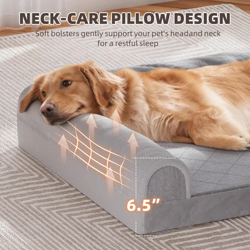 Vista 5 de Simple Trending Cama para perros grandes, cama ortopédica XL para mascotas con lados, sofá de espuma impermeable con funda extraíble y parte