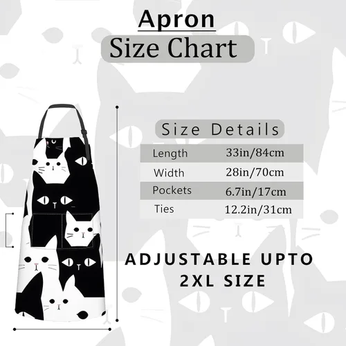 Vista 2 de Delantal de cocina ajustable de tela Oxford con 2 bolsillos, delantal de cocina impermeable para hombres, mujeres, mamá, esposa, papá, regalo ideal