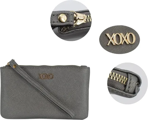 Vista 4 de XOXO Pulsera grande Saffiano multifunción sólida estampada para mujer, Negro