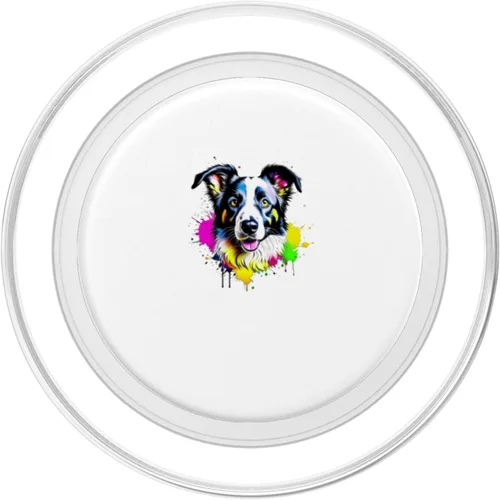 Vista 2 de Border Collie Pop Art & Splash Art Border Collie PopSockets MagSafe PopGrip for iPhone