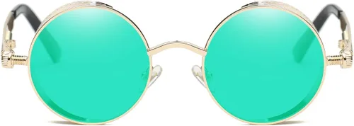 Vista 2 de Dollger Gafas de sol vintage Steampunk Retro Metal Round Circle Frame