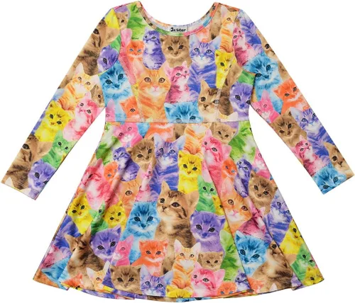 Vista 2 de Jxstar Vestidos de manga larga para niñas, ropa de otoño e invierno, vestido con vuelo