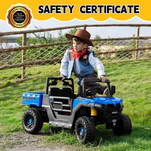Vista 7 de TOBBI - Camión volquete para niños de 12 V, coche eléctrico para niños