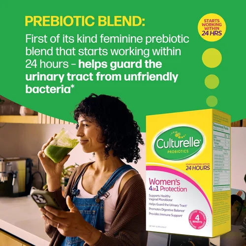 Vista 4 de Culturelle Probióticos 4 en 1 para Mujeres, Suplemento Diario Probiótico y Prebiótico para Apoyar la Salud Vaginal, Salud Digestiva, Salud