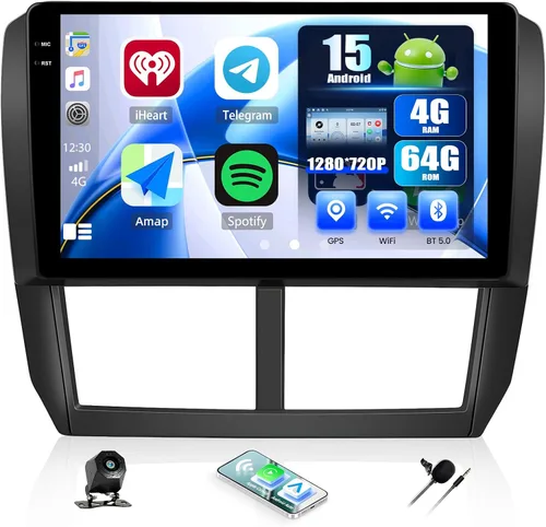 Vista 9 de Estéreo de coche 2G+64G para Subaru Forester Impreza WRX 2008-2012 inalámbrico CarPlay Android Auto Bluetooth, EQ Android 13 9 pulgadas HD pantalla