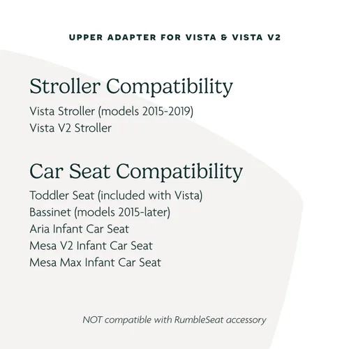 Vista 10 de UPPAbaby Adaptador superior para cochecitos Vista, Vista V2 y Vista V3, compatible con moisés, asiento para niños pequeños, Aria, Mesa V2 o Mesa