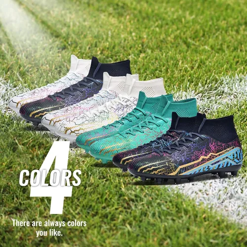 Vista 6 de ASHION Men's Soccer Cleats Big Boy's Professional Football Cleats Anti-Skid FG Womens Athletic Outdoor Football Shoes