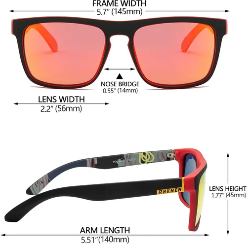 Vista 4 de RAKREN Gafas de sol polarizadas cuadradas para hombres y mujeres, clásicas, para pesca, conducción, deportes, para hombres, 100% protección UV