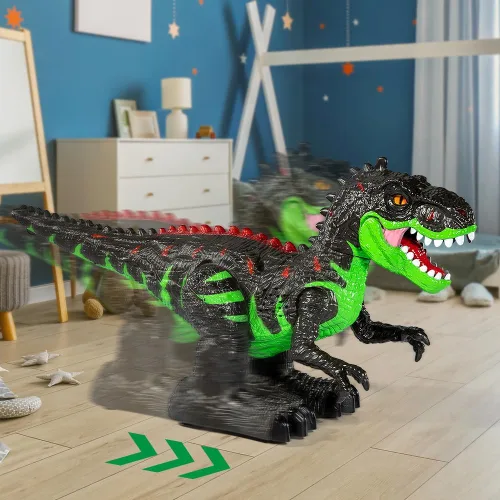 Vista 6 de Juguete de dinosaurio grande con control remoto para niños de 3, 4, 5, 6, 7, 8 años, tiranosaurio realista con niebla de agua, luz, rugiente, regalo