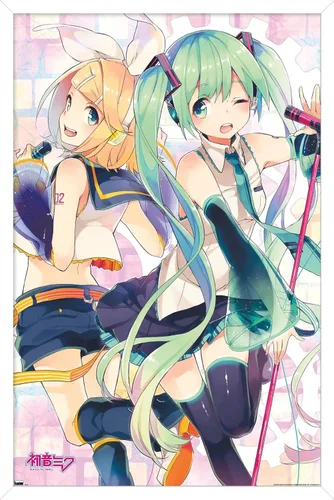 Vista 12 de Trends International Hatsune Miku - Póster de pared dúo, 22.4 pulgadas de largo x 14.7 W, versión enmarcada en madera de granero Versión enmarcada