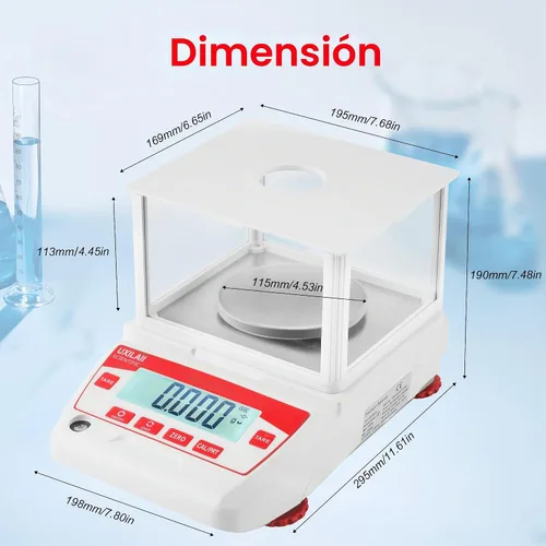 Vista 5 de Balanza analítica 7.05 oz x 0.00 oz GN ct Unidad Laboratorio Científico Balanza Electrónica Balanza Pantalla LCD con RS232 para Escuelas