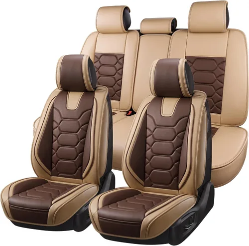 Vista 15 de OASIS AUTO Fundas para Asientos Delanteros de Automóvil, Fundas de Asiento Impermeables de Cuero Sintético para Automóviles Ajuste Universal