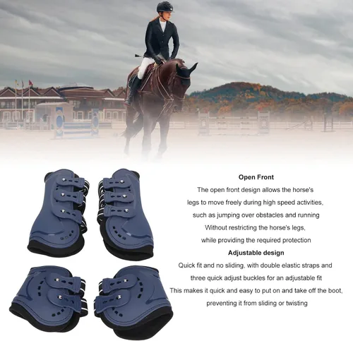 Vista 2 de banapoy Botas de tendón de caballo, botas de fetlock con frente abierto, botas de tendón de salto, botas para equitación, absorción de golpes, botas
