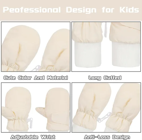 Vista 3 de Urban Virgin Guantes de invierno para bebés y niños pequeños, con forro polar, cálidos, impermeables, guantes de nieve para niños y niñas
