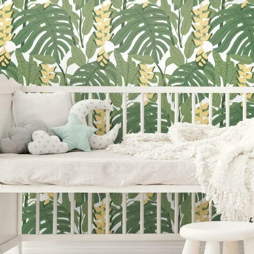 Vista 8 de RoomMates RMK11531RL Finlayson - Papel tapiz autoadhesivo verde y amarillo Bunaken