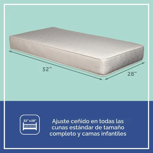 Vista 2 de Colchón de cuna Sealy Baby Flex Cool de 2 etapas transpirable con ajuste para cama de niño, funda de algodón transpirable y resistente al agua, 204