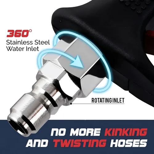Vista 3 de Pistola de lavado a presión – Pistola de lavado de energía corta de 4000 PSI con giro de 360°, conexión rápida de 3/8 pulgadas, mango