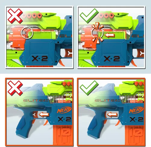Vista 6 de Nerf Elite 2.0 - Pistola motorizada de doble perforación, 50 dardos, 2 clips de 10 dardos, a partir de 8 años