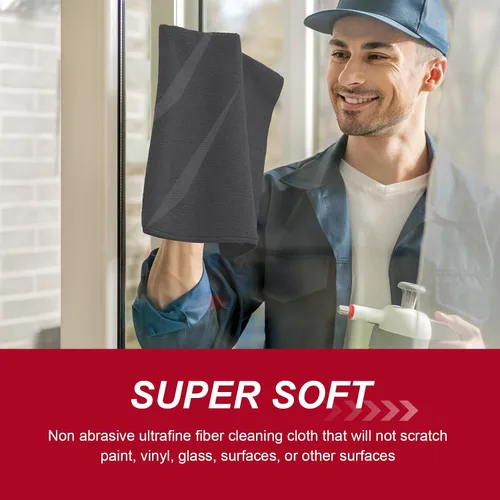 Vista 4 de Oudain 200 piezas de paño de limpieza de microfibra, toallas de microfibra de 40,6x40,6 cm para auto, súper absorbentes, trapos de limpieza