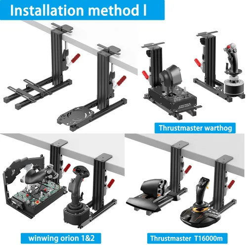 Vista 2 de 2 Set The Desk Mount for The Flight Sim Game Joystick, Throttle and Hotas Systems Compatible with Logitech X56, X52, X52 Pro, Thrustmaster T-Flight