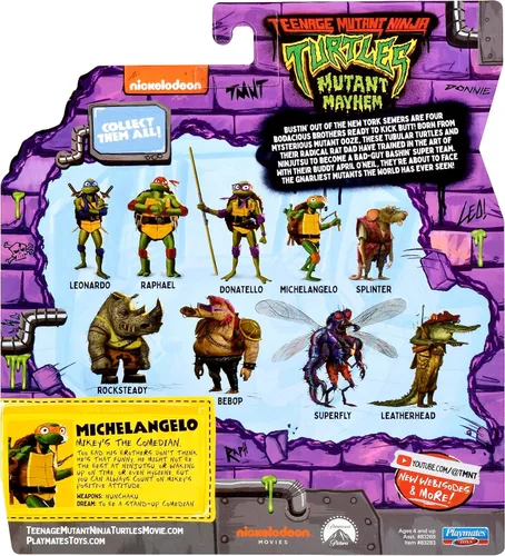 Vista 8 de Teenage Mutant Ninja Tortugas: Mutant Mayhem 4.25" Michelangelo Figura de acción básica por Playmates Toys