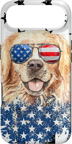 Vista 27 de Golden Retriever American Flag Cream Retriever 4th of July Case for iPhone 17