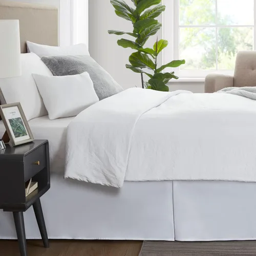 Vista 3 de Nestl Falda de cama individual blanca – Falda de cama de tamaño individual de 14 pulgadas de caída – Faldas de cama de microfibra cepillada – Falda