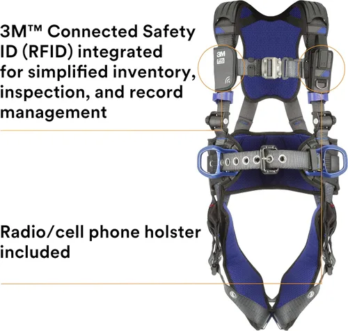 Vista 13 de 3M 1140180 DBI-SALA ExoFit X300 Arnés de seguridad de posicionamiento de construcción cómodo, protección contra caídas, anillos en D de espalda