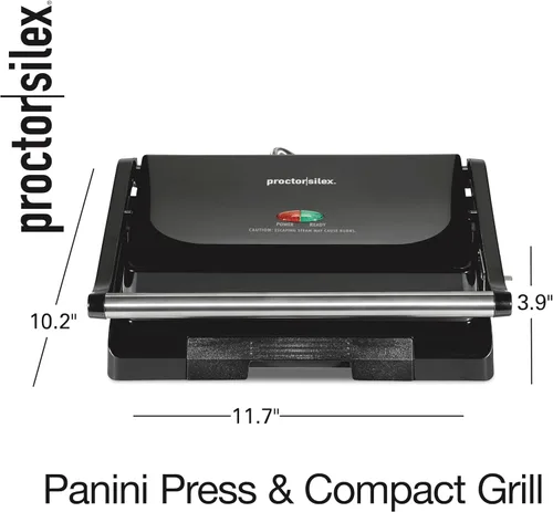 Vista 8 de Prensa y parrilla PS PANINI 70 sq. in. Cooking Surface Easy-Clean PFAS-Free Nonstick Grids Compact Upright Storage Indicator Lights Black