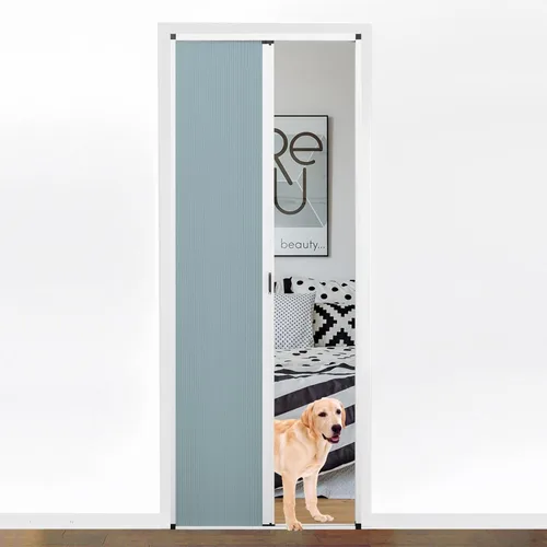 Vista 17 de MaKefeile Puerta celular plegable de acordeón sin perforaciones para puertas celulares, puertas correderas para dormitorios, pasillos, divisores