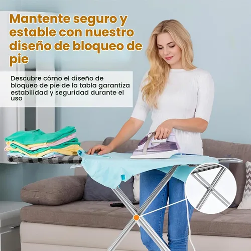 Vista 7 de Jakeefud Tabla de planchar de 13 x 43 pulgadas con funda acolchada extra gruesa y resistente, altura ajustable, tela resistente al calor y a