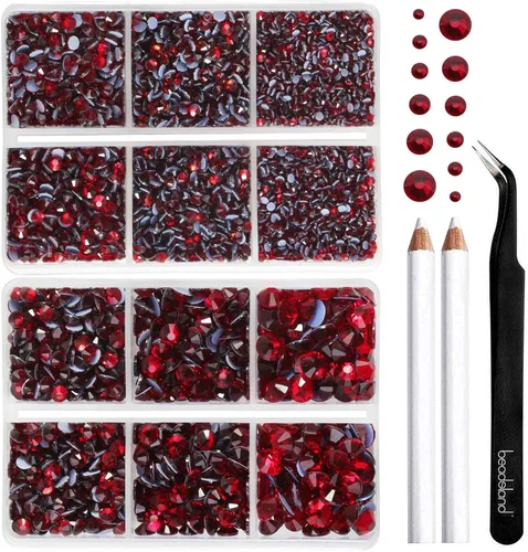 Vista 21 de BEADSLAND Diamantes de imitación termoadhesivos, 6080 piezas de diamantes de imitación azules para manualidades en ropa, 6 tamaños mixtos con lápiz