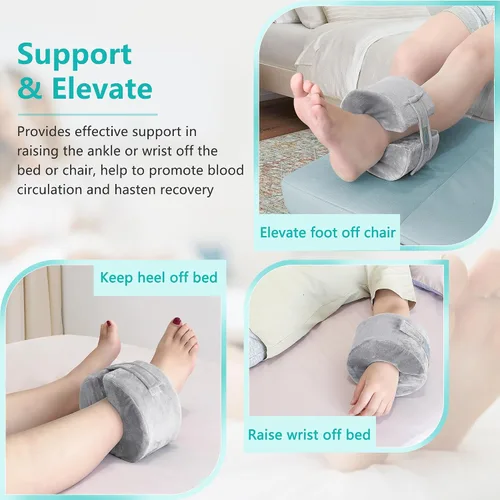 Vista 4 de Zelen Almohada de elevación de pie, talón de tobillo, cuña elevadora, almohada médica de tobillo para cama, dolor de presión, úlcera para dormir