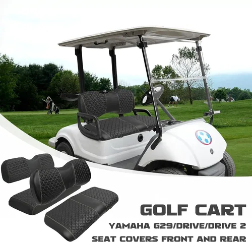 Vista 7 de XUANYUDG0769 Fundas de Asiento Delantero y Trasero para Carrito de Golf para EZGO TXT/RXV Club Car DS/Precedent Yamaha G29, Hechas de Vinilo