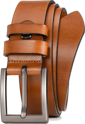 Vista 8 de WOLFANT Cinturón de cuero de grano completo de 1.5" para hombre, 100% cuero sólido italiano real