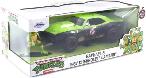 Vista 7 de Teenage Mutant Ninja Turtles 1:24 1967 Chevy Camaro - Coche fundido a presión y figura de Rafael de 2.75 pulgadas, juguetes para niños y adultos