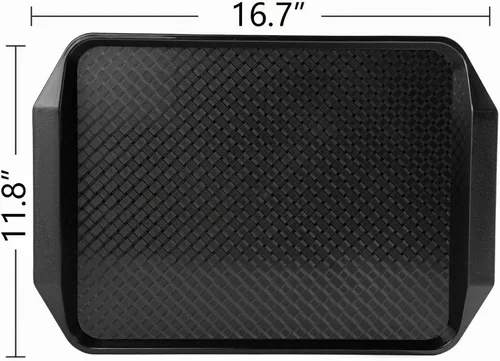 Vista 4 de Aebeky Bandeja de plástico para comida rápida, 16.7 x 11.8 pulgadas, juego de 12 (negro)
