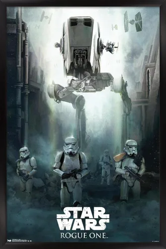 Vista 8 de Trends International Star Wars: Rogue One - Póster de pared de asedio, 14.725 x 22.375 pulgadas, versión enmarcada de madera de granero