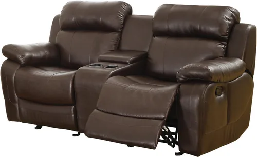 Vista 9 de Homelegance Sofá reclinable Marille con soporte para taza de consola central, cuero regenerado negro