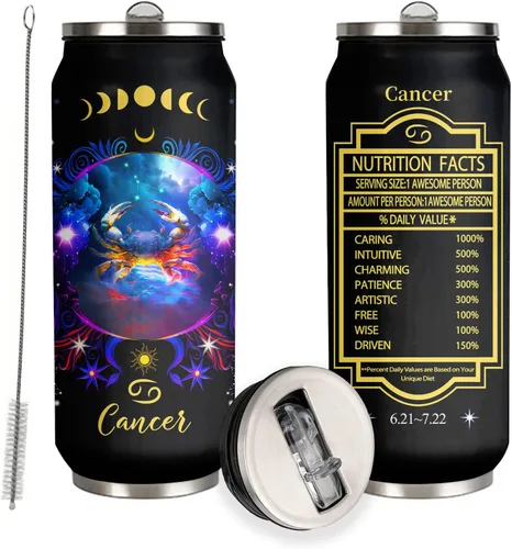 Vista 18 de Aquarius - Vaso de acero inoxidable del zodiaco para hombres y mujeres, regalo de cumpleaños para fanáticos de la astrología con tapa con pajilla
