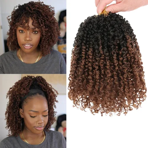 Vista 12 de COOKOO 6 pulgadas 8 paquetes Cabello de Ganchillo Pre-enrollado Yanky Twist para Mujeres Negro Natural Mini Passion Twists Pre-retorcido Cabello