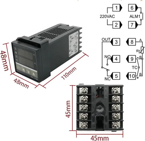 Vista 2 de PID Digital Intelligent Industrial Temperature Controller K Universal Input REX-C100 C400 C700 C900 Thermostat SSR Relay Output(C100 SSR)