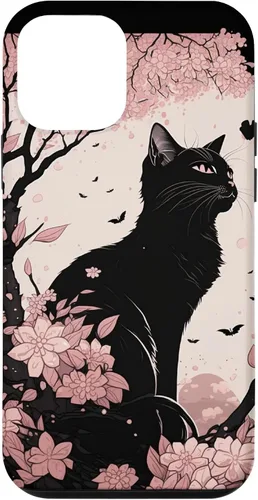 Vista 16 de Cute Pink Japanese Cherry Blossom Cat Aesthetic Case for iPhone 16