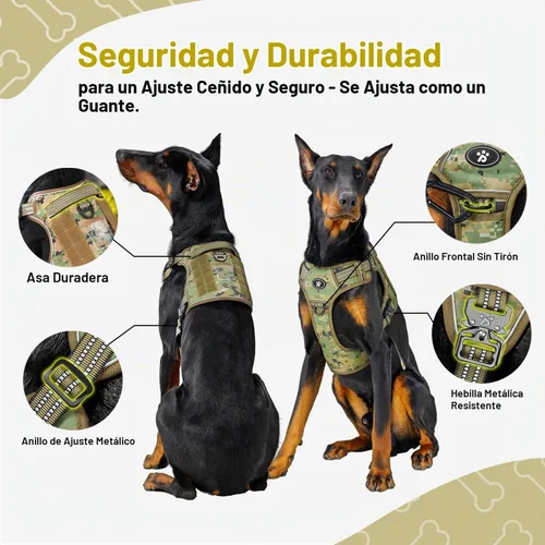 Vista 4 de PawsPassion Arnés para perro sin tirones para perro mediano y grande, arnés táctico ajustable resistente, chaleco de servicio Voyager con mango