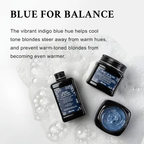 Vista 6 de Davines Heart of Glass Silkening Shampoo, Enhancing Blue Shampoo for Blonde & Silver Hair - Gentle Cleanser with Jagua Blue Extract Balances Tones