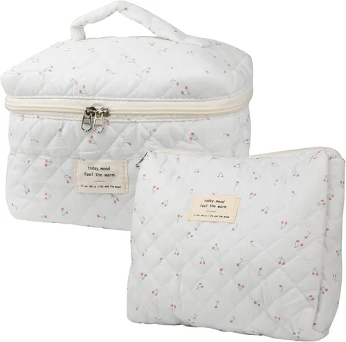 Vista 9 de NATINSA Bonita bolsa de maquillaje para mujer (2 unidades), bolsas de cosméticos de viaje, bolsa organizadora de artículos de tocador con diseño 21